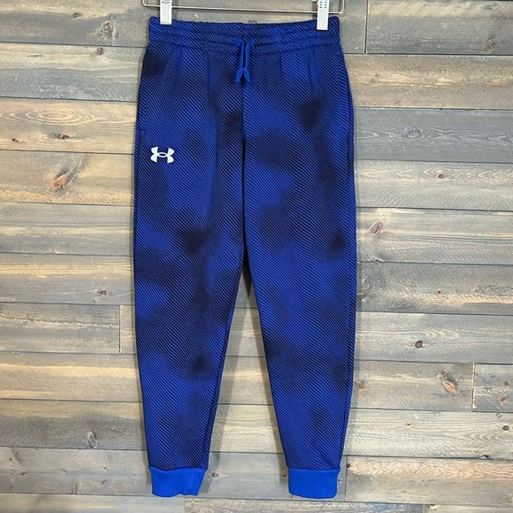 New Boys' UA Rival Fleece Printed Joggers Size YSM  (Youth Small) in Blue (B) - Picture 3 of 14